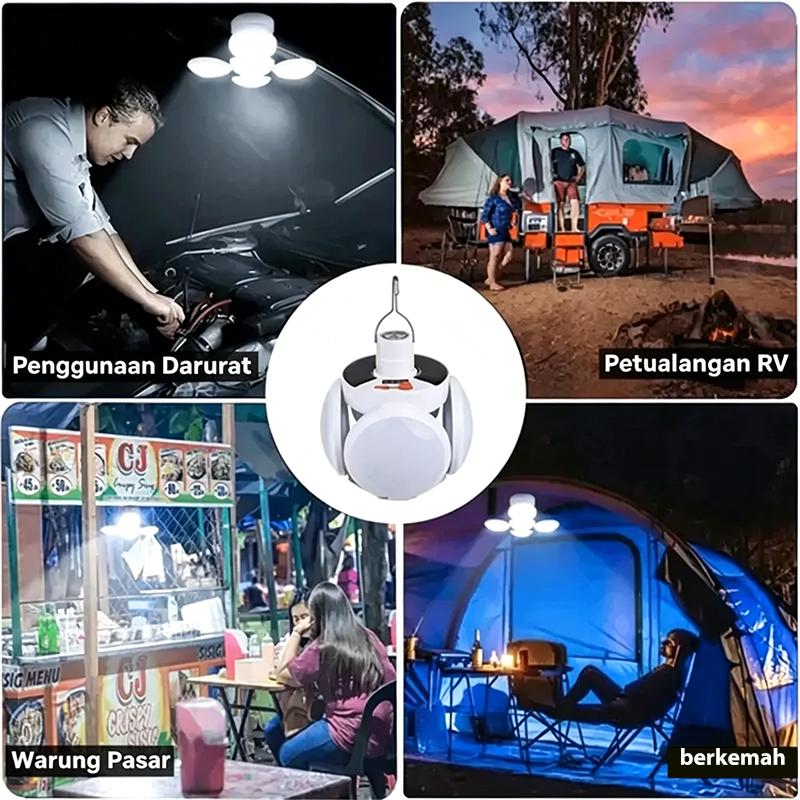 Lampu Camping Tenaga Surya Lipat，Cahaya Putih Terang，Tahan Air & Cuaca，Portable dengan Kait Gantung Peralatan camping wajib punya！Lampu lipat tenaga surya hemat daya，anti air cocok untuk outdoor & mendaki