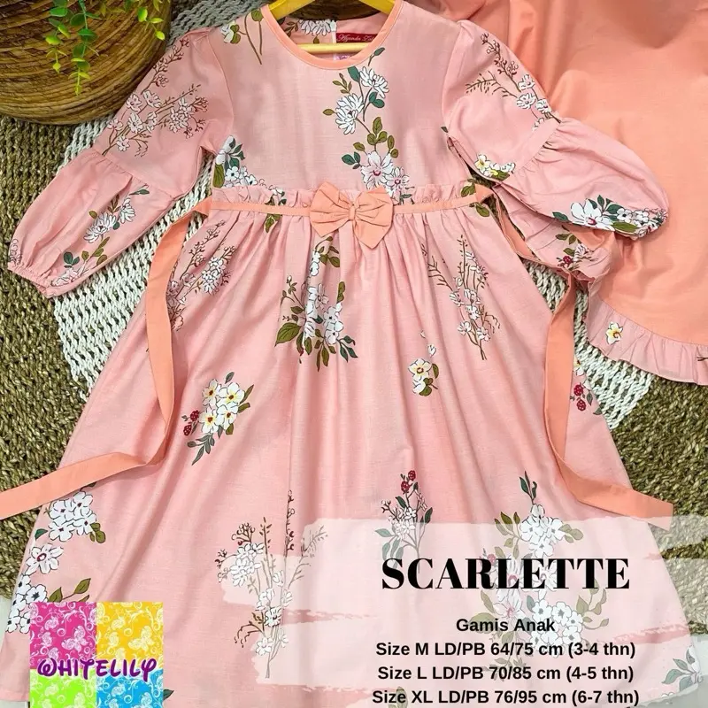WHITELILY | SET GAMIS ANAK PEREMPUAN DAN JILBAB | 3-7 TAHUN Katun Twill Muslim Panjang 5