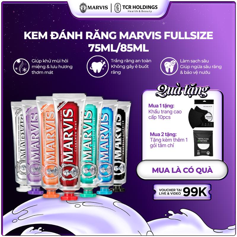 Kem đánh răng Marvis Toothpaste các loại 75/85ML - Hỗ Trợ Làm Trắng Răng, Thơm…