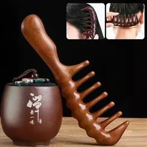 IMPORT Natural Sandalwood Hair Combs Anti-Static Wooden Comb Massager Long Wide Tooth Detangle Sandalwood Comb Hair Care Household Gift