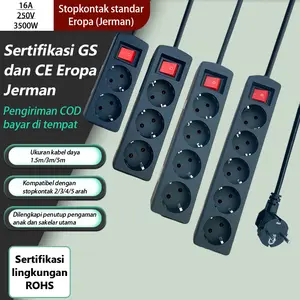 [COD] STOP KONTAK socket stop kontak COLOKAN LISTRIK 2 3 4 5 LUBANG PANJANG KABEL 1.5M 3M 5M 1OMKUNINGAN SNl dengan saklar lampu ON OFF