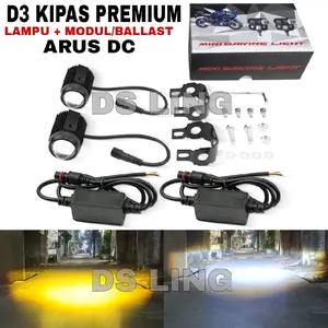 LAMPU SOROT D2 KIPAS PLUS MODUL BALLAST PREMIUM CAHAYA KUNING PUTIH SUPER TERANG ARUS DC / LAMPU SOROT MOTOR MOBIL / LAMPU TEMBAK MOTOR MINI LASER KIPAS D2 LASER Car Kabel