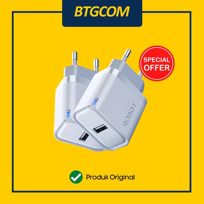 Gambar CHARGER ROBOT RT-K8S WHITE SINGLE USB PORT 10W LED INDIKATOR ISI dari btgcom Kota Denpasar Tokopedia