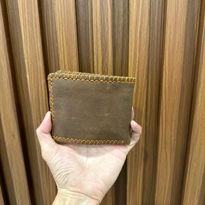 Bóp Ví Da Bò Sốp Nam May Viền Thủ Công USA Tiện Lợi