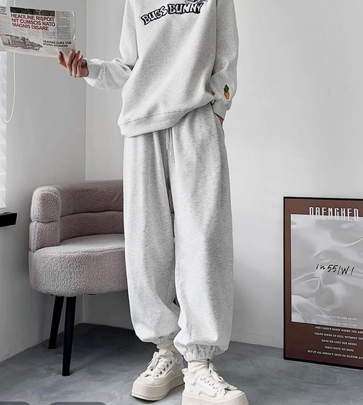 Quần Nỉ Jogger quần bom Nỉ 2 Da Nam Nữ Ống rộng Bo chun gấu cá tính phong cách Unisex chất liệu nỉ 2 Da Cao Cấp dày dặn mịn màng co dãn dễ dàng phối đồ dáng suông rộng đi chơi tập Gym tập thể dục
