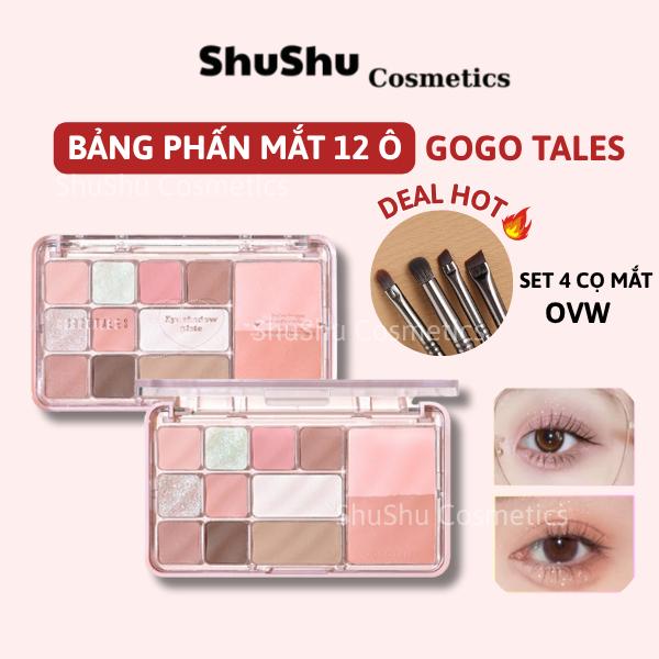 GOGO TALES Bảng Phấn Mắt Má Kèm Tạo Khối 12 Ô Màu 4in1 Gogotales Heart Racing Nhũ Sáng Mịn Mỹ Phẩm SHUSHU COSMETICS