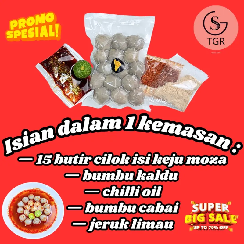 1 Bks Baso Aci Isi Keju Mozza Isi 15 Butir Dengan Kuah Chilli Oil Dan Cabai Bubuk 1