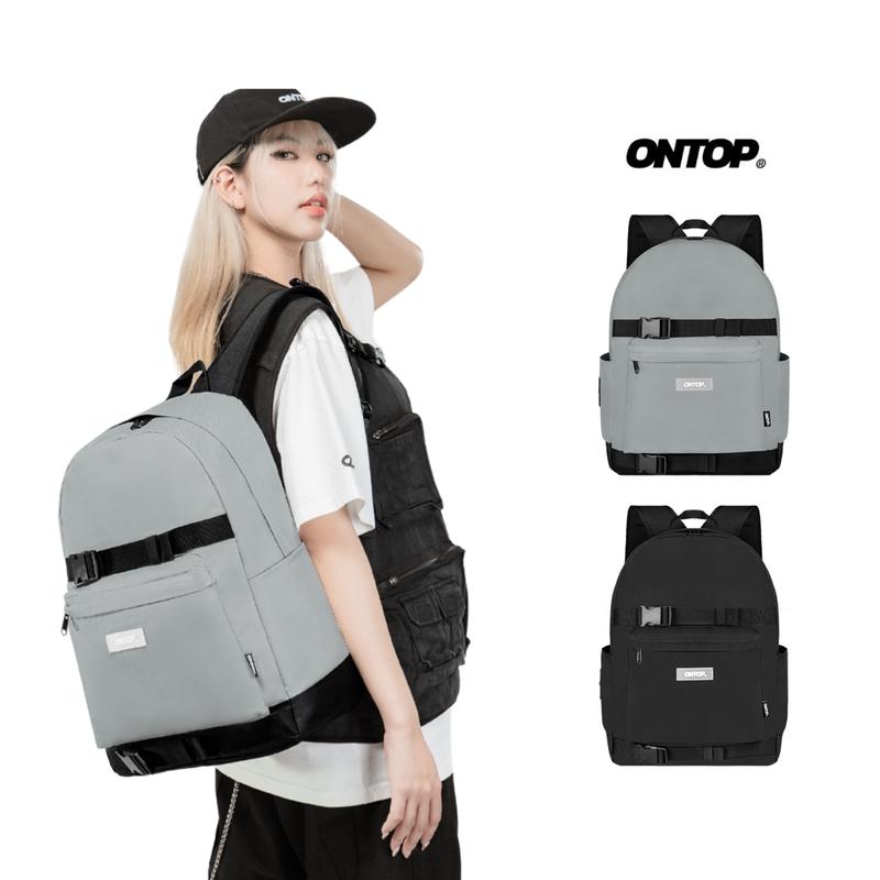  Balo canvas local brand nam nữ ONTOP đen xám nhiều ngăn đựng laptop khóa gài ván trượt Defense Backpack | O-P35 