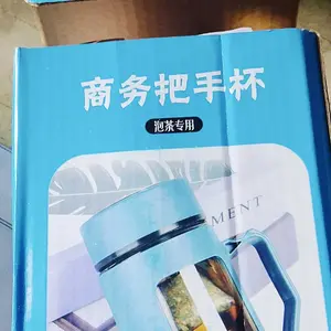 Botol Cangkir Mug Gelas Kaca Gagang Cover Plastik Shell Coffee Cup Souvenir Hadiah Wedding Ultah 500ml