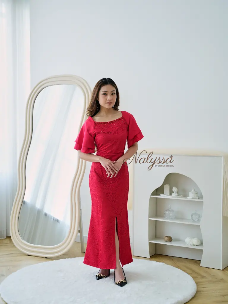 SAFFIYA - Elishua Dress PREMIUM / [ S, M , L , XL, XXL ] / DRESS BRUKAT PESTA / DRESS NATAL / GAUN PESTA NATAL Bunga