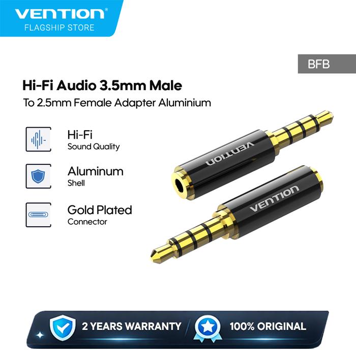 Gambar Vention Jack Audio Aux 2.5mm Female to 3.5mm Male Adapter Converter - BFB dari Vention Flagship Kota Administrasi Jakarta Utara Tokopedia