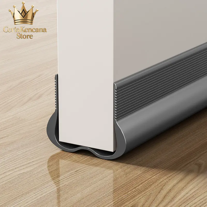 Silikon Penutup Celah Bawah Pintu Strip Segel Pvc Tahan Air Anti Suara Material Tahan Lama Ukuran 93cm Warna Hitam