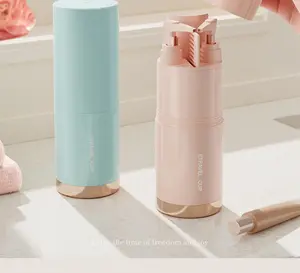 Set Travel 5-Piece Dark Blue Shampoo Cup & Comb Portable Travel Essentials dengan Cermin dan Penyimpan Sikat Gigi