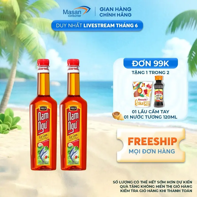 Combo 2 chai Nước mắm Nam Ngư Chai 900ml