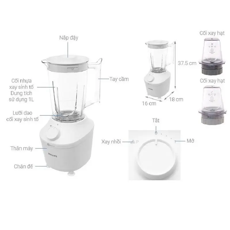 [DEAL SỐC] Máy xay sinh tố PHILIPS HR2041/50 | 450W Công Nghệ ProBlend Crush 1L Cối Nhựa Dễ Vệ Sinh Bảo Hành 2 Năm Hàng Chính Hãng 3