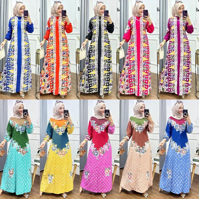 Product Introduction of Gamis Cap - Batik Multi Colour Bahan Rayon Super Jumbo Gamis Kekinian By Batik Cincaro muslim Wanita gaun lebaran kaftan crinkle maxi satin twill vanya hitam 《m》 • black baju brokat kondangan 2024 exclusive Premium 39