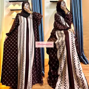 Madina Kaftan Gamis Rayon Premium Motif Madina LD 170cm PB 135-137cm Resleting Depan Lengan Karet Elegan & Fungsional