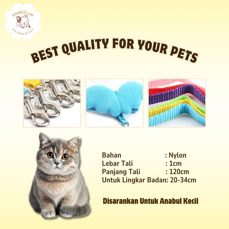 PAWED UP Tali Tuntun Harness Costume Sayap Collar Jalan Bentuk Angel Pet Anjing Kucing Kelinci 2