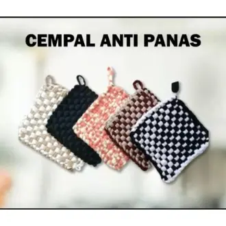 Cempal anyam anti panas pelindung tangan / cempal katel panci anti panas bahan tebal dan lentur nyaman di pakai