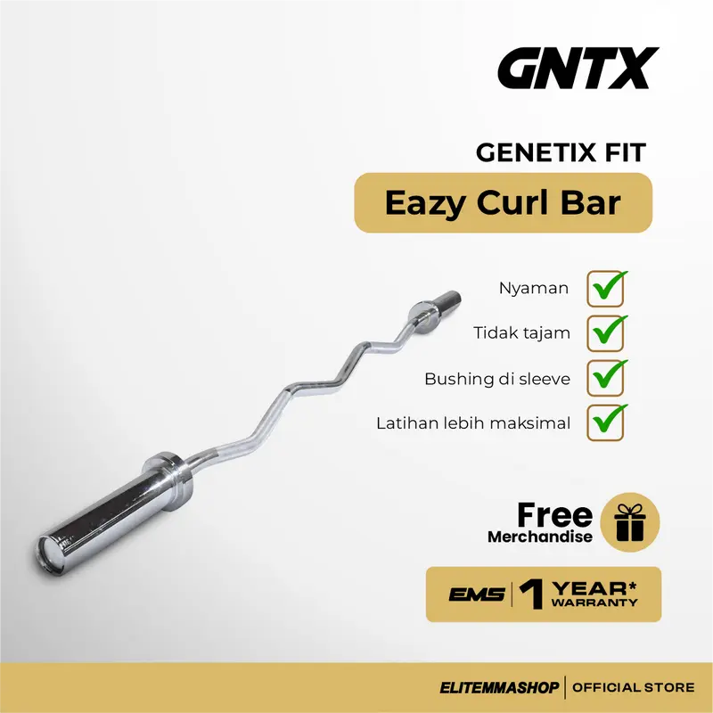 GENETIX FIT Eazy Curl Bar Barbell Untuk Pemula 0