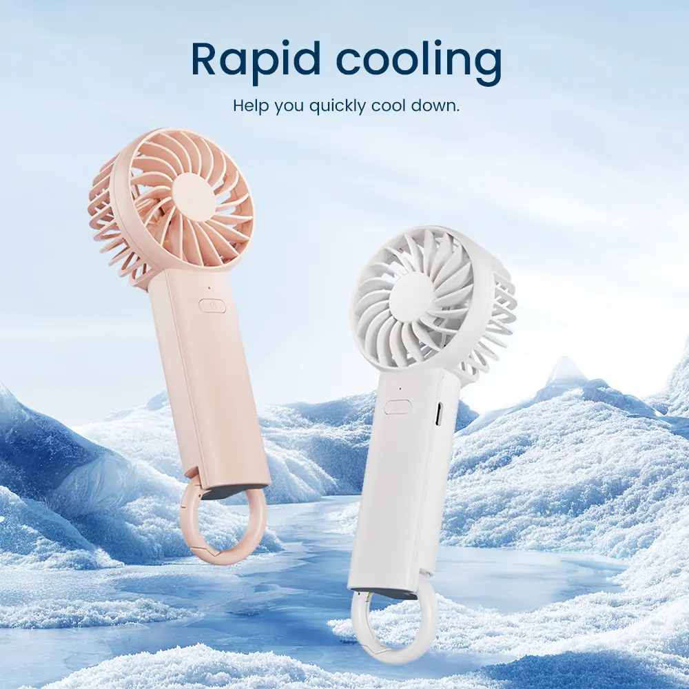 Portable Handheld Fan with 1200mAh Battery & 6500rpm Motor, 3-Ways to Use - Handheld, Desktop, & Hanging Fan for Summer, Outdoor, Travel