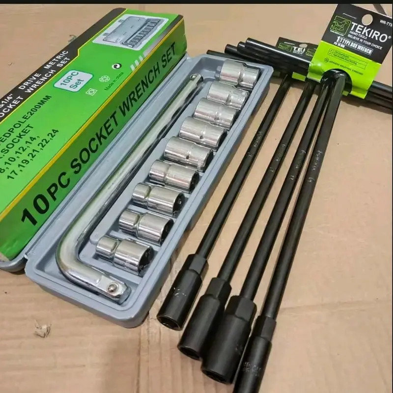 Paket Kunci T Set 4 Pcs Tekiro + Kunci Shock Sok Set 10pcs 8-24mm KTP TOOLS / Lengkap Murah 1