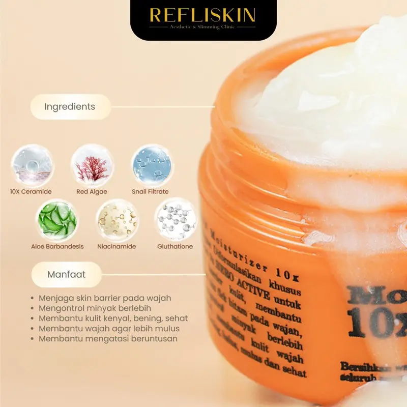 Refli Moisturizer 10x Ceramide + red Algae 10ml - Moisturizer Infusion - Merawat Kulit Yang Rusak - Berjerawat - Bruntusan - Sensitive - Skincare Viral Ori 3