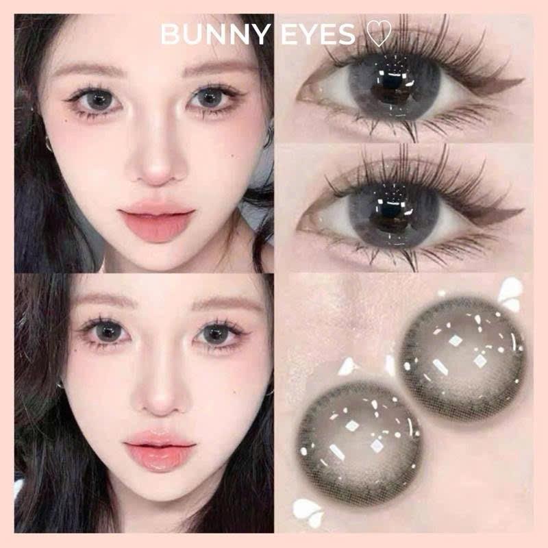 Kính Áp Tròng Lens Xám Sữa Dừa Coconut Milk Gray Size 14.5mm Độ Cận Từ 0.00 Đến 6.00 Độ Tặng Kèm Khay Dụng Cụ Đeo - Bunny Eyes lens có viền