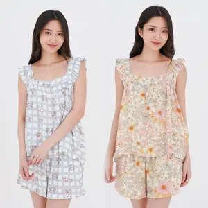 JEARA - Rora One Set Baju Tidur Piyama Wanita Setelan Pendek Motif Bahan Rayon Premium Lembut