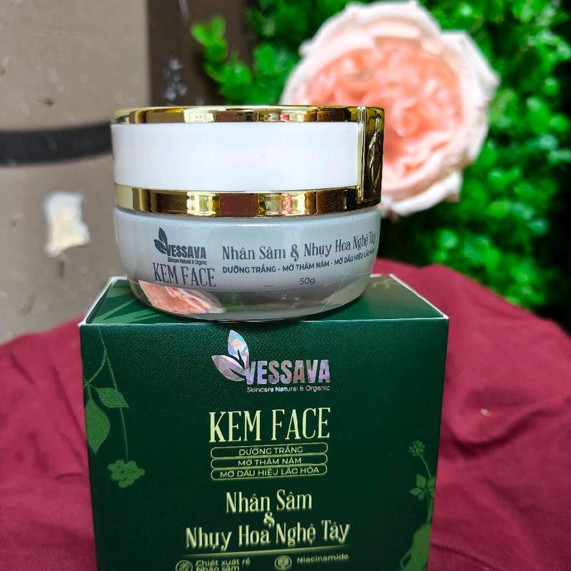  KEM FACE NHÂN SÂM VÀ NHỤY HOA NGHỆ TÂY DƯỠNG DA TRẮNG HỒNG MỜ THÂM NÁM CHỐNG LÃO HÓA NUÔI DƯỠNG LÀN DA MỊN MÀNG RẠNG RỠ 50g 