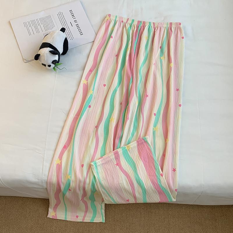 Product Introduction of 20% OFF First 30 Orders Women Pajamas trousers Cool and Breathable in Summer, Korean Style, Cute Cartoon, Casual, Loose, Home-style, Outdoor-wear Trousers, Various Types, Various Patterns, One Size 40kg-70kg Pants Nightwear Loungewear 15