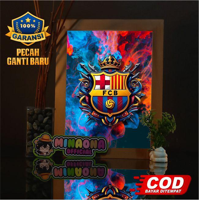 LAMPU HIAS BOX 3D - Hiasan Meja Minimalis 3D dengan Bingkai Kayu Motif Natural dan Kaca Akrilik Tebal 2mm, Full Set untuk Dekorasi Meja, Dinding, atau Lampu Tidur EDISI REAL MADRID, BARCELONA, MANCHESTER UNITED, LIVERPOOL childhood floating moon Merah 1