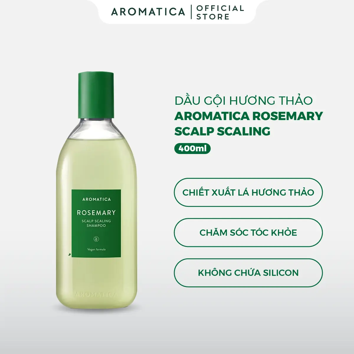 Dầu Gội Hương Thảo Aromatica Rosemary Scalp Scaling Shampoo 400ml Dưỡng Tóc
