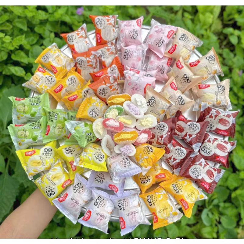 500G Bánh Mochi Kem Sữa Vị Sầu Riêng/ Khoai Môn/ Đậu Nành Đủ Vị, Bánh Mochi Phủ Dừa Đài Loan, Bánh Mochi Kem Lạnh