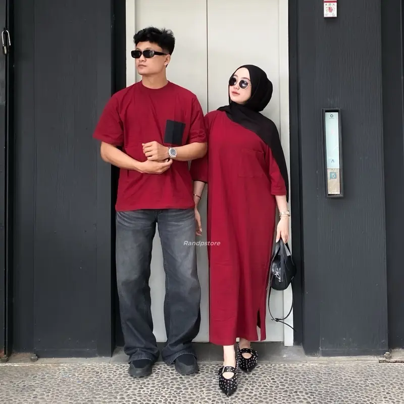 Baju Couple Pasangan T-Shirt Pocket | Bisa Beli SATUAN Basic Combed Oversize Dress Lembut Kaos Tee Tunik Tangan Katun Polos Kain Atasan 6