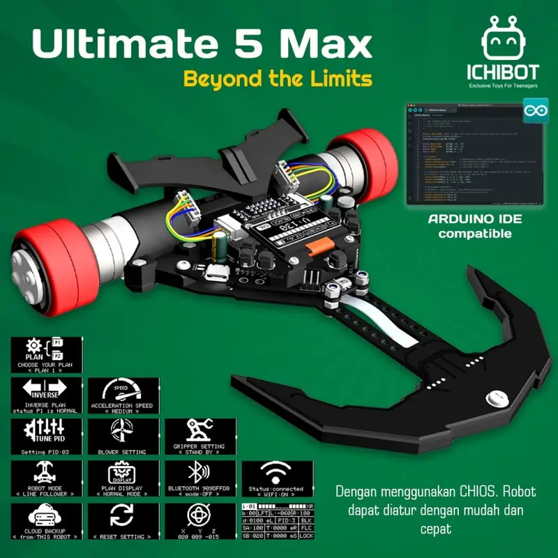 Robot Line Follower ICHIBOT ULTIMATE 5 Max support Wifi dan Bluetooth ...