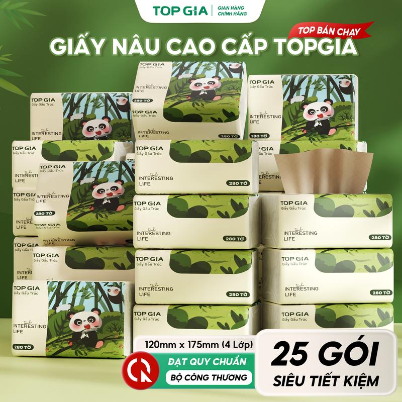 (FLASH SALE 99K) Thùng 25 Gói Khăn Giấy Ăn Rút Gấu Trúc Bản Cao Cấp Mềm Mịn Dày Dặn 4 Lớp, Giấy Ăn Top Gia Tiện Lợi Thành Phần Bột Tre Tự Nhiên, Không Bị Mủn, An Toàn Cho Da Khăn giấy khăn ăn - ĐẠT QUY CHUẨN CỦA BỘ CÔNG THƯƠNG(TG66)