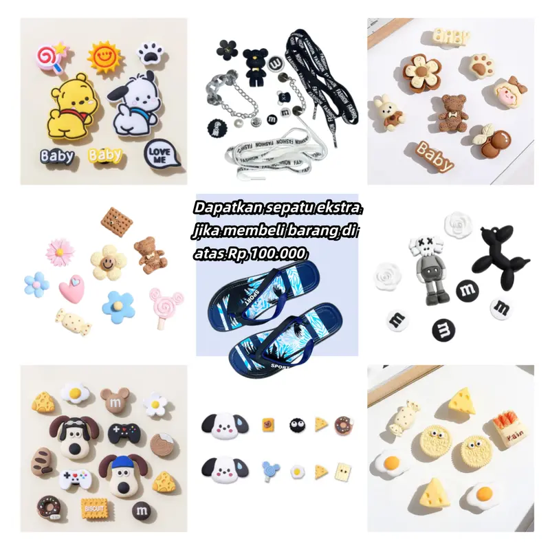 DIY aksesoris sandal/aksesoris sandal karakter, stiker karakter, desain hiasan fashion, beli aksesoris dan dapatkan sepatu gratis 1