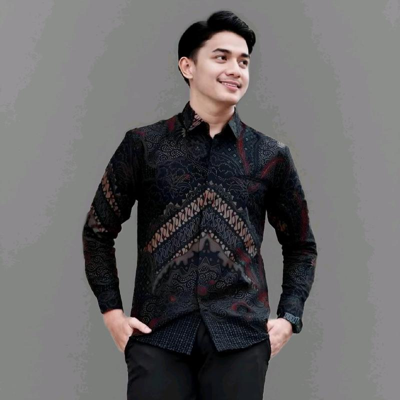 Baju Batik Pria Keren Kemeja Batik Pria Lengan Panjang Batik Seragam Ukuran M L XL XXL Katun 7