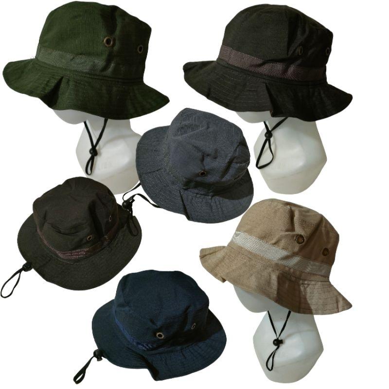 TOPI RIMBA DEWASA PRIA WANITA RIPSTOK HITAM TOPI MENDAKI TOPI RIMBA ...
