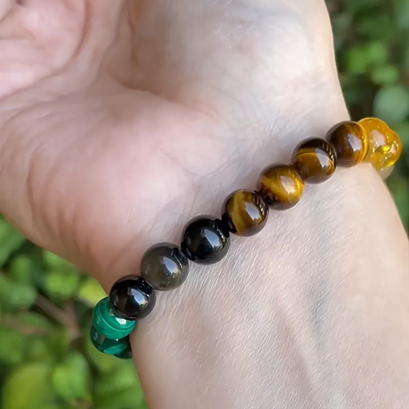 Yellow and Green Stone Bead Bracelet for Men and Women 1
