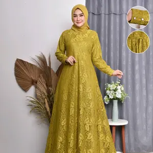 (COD) gamis burkat gamis kondangan dress pesta ada ukuran jumbo m.l.xl.xxl.xxxl free masker Wanita Muslim Lembut Mewah Tebal