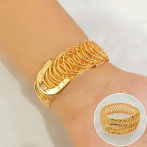 Gelang tangan wanita flexibel aksesoris lapis emas original