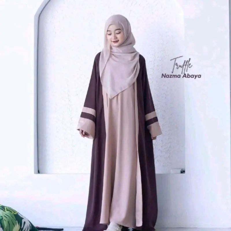 Abaya Anak Perempuan Remaja Tanggung Anak Usia 9 10 11 12 13 14 15 16 17 Tahun Nazma Abaya Bahan Crinkle Airflow Bagian Tangan Lebar Cuttingan Bagian Bawah Lebar