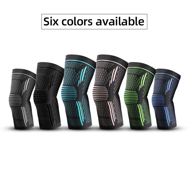 Đệm đầu gối đàn hồi, bốn mặt, silicon gợn sóng đôi, nylon chống trượt, dệt kim, thoáng khí, thích hợp cho các môn thể thao ngoài trời như Đạp xe và Leo Núi, đồ bảo hộ thể thao