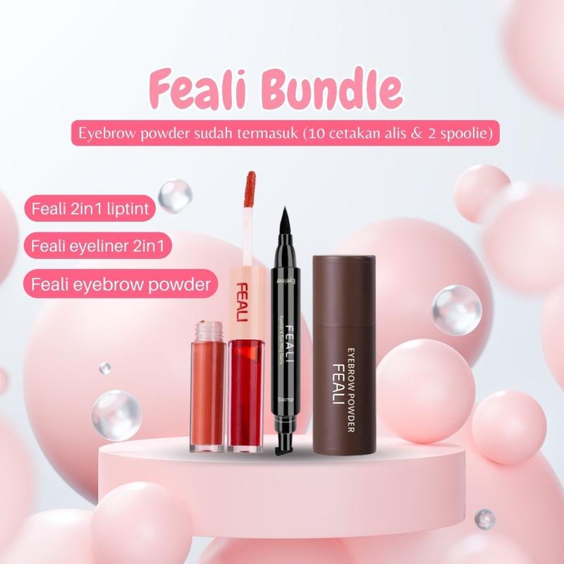 Product Introduction of FEALI Paket Bundle Hemat [ 3 Pcs ] Best Seller - ( Feali Multicolor 2in1 Lipstik, Feali Eyeliner Stamp 2in1, Feali Eyebrow Powder) 39
