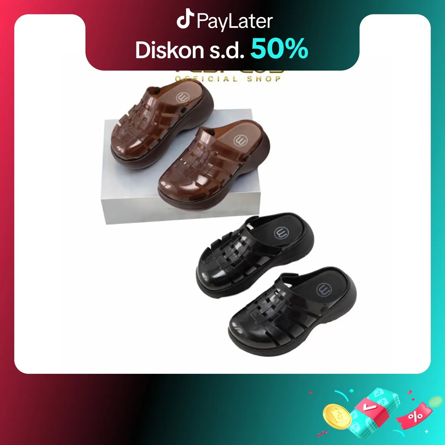 YESPLUS 0234 Sandal Wedges Wanita Bahan PVC Import Premium Tinggi 8-9 CM