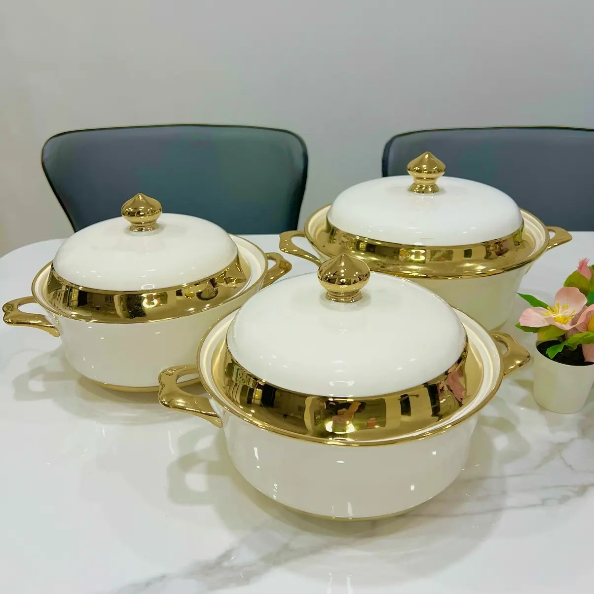 PINGGAN DAN MANGKUK GOLD LINE FINE PORCELAIN