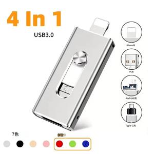 4-in-1 フラッシュドライブ、暗号化メモリースティック、Androidスマホ/PC用マイクロUSB付き写真スティック