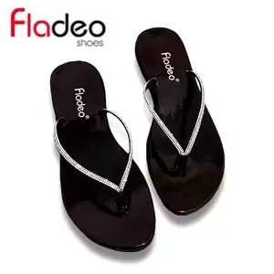 Sandal Wanita Fladeo Japit Bling Kristal 36-40 Sendal Teplek Flat Cewek Wanita Perempuan